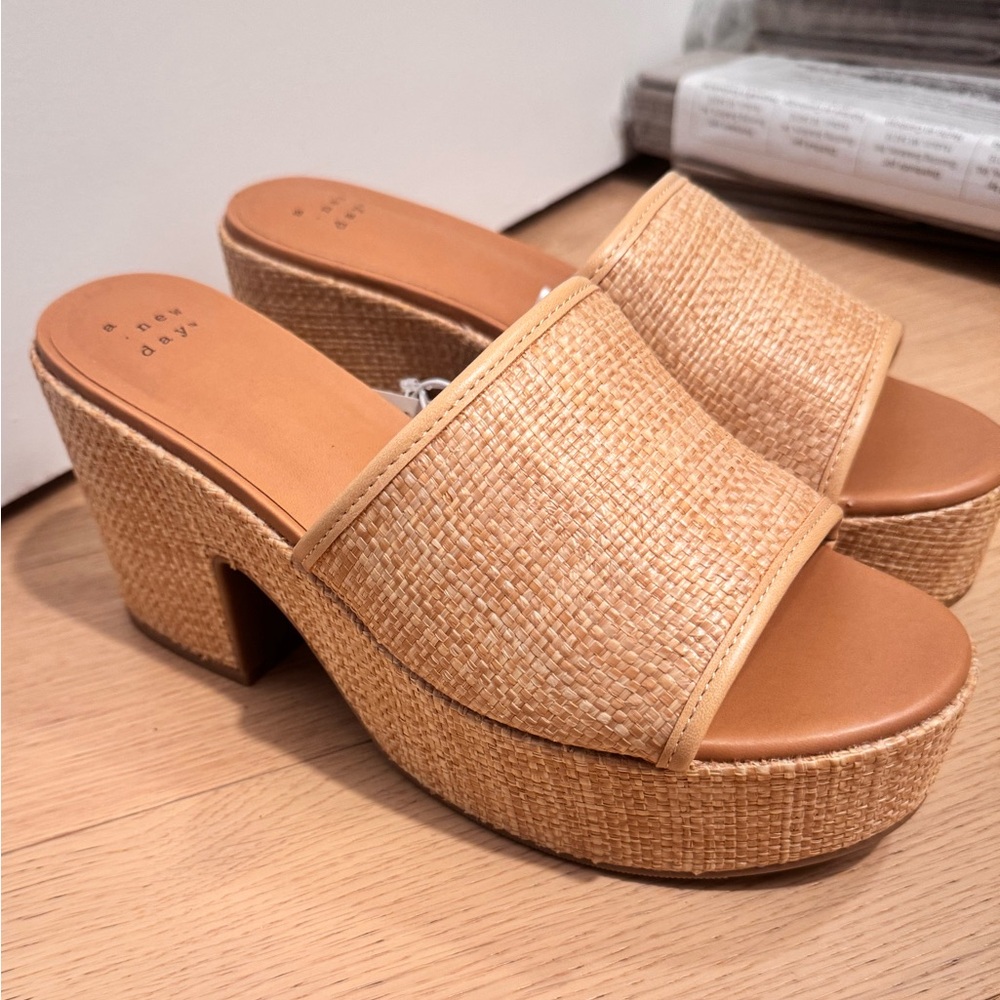 Women's Ricky Platform Heels with Memory Foam Insole - A New Day™ Beige 7.5W